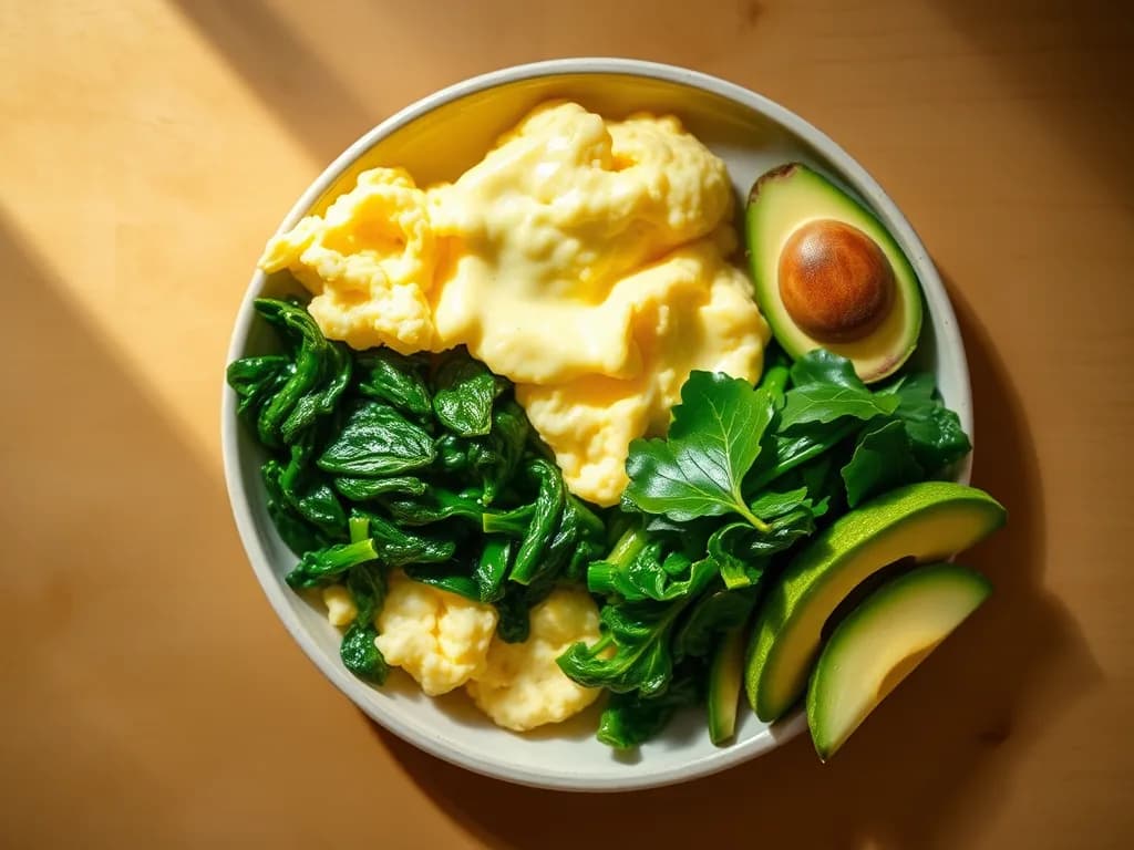 Creamy Soft Scrambled Eggs with Spinach & Avocado