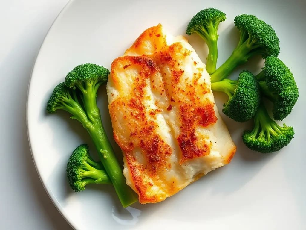 Pan-Seared Cod with Tender Steamed Broccoli