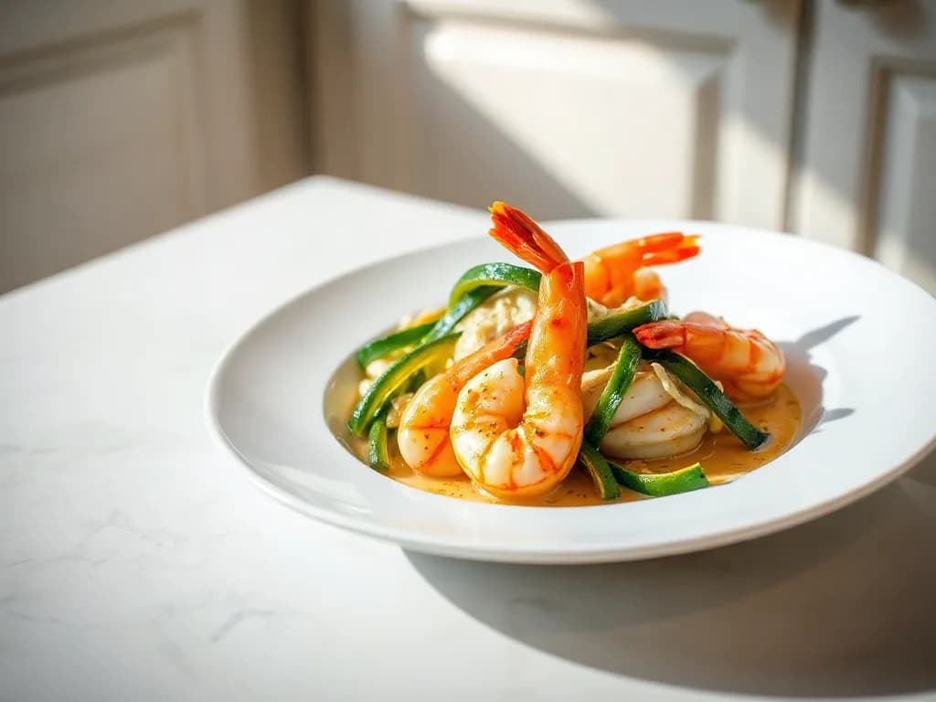 Shrimp Scampi with Zucchini Ribbons