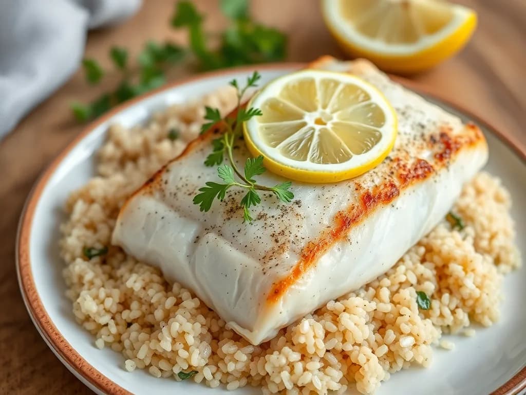 Baked Lemon-Herb Trout with Toasted Quinoa