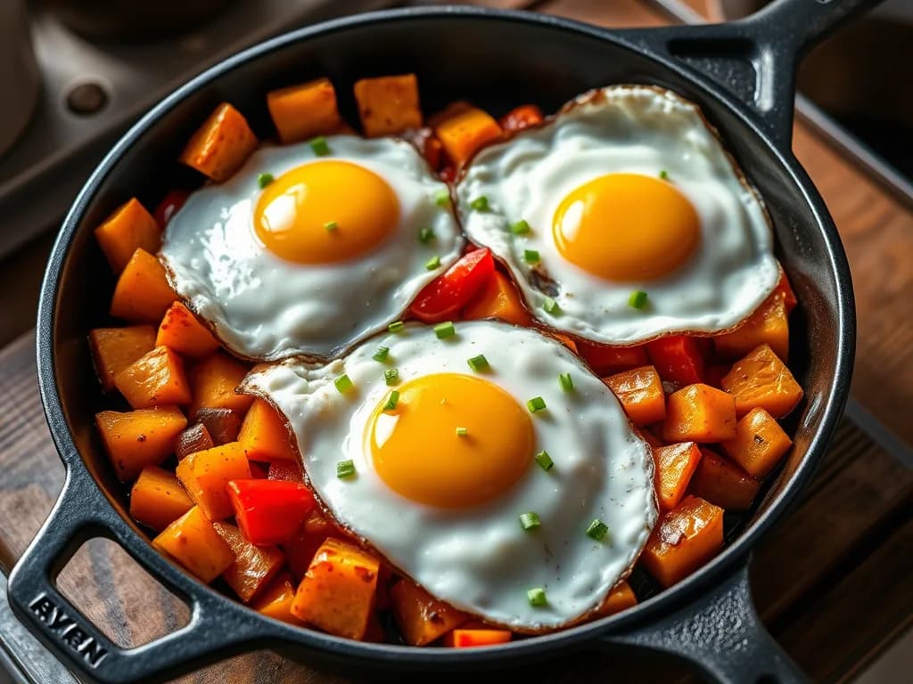 Hearty Sweet Potato Hash with Perfectly Fried Eggs