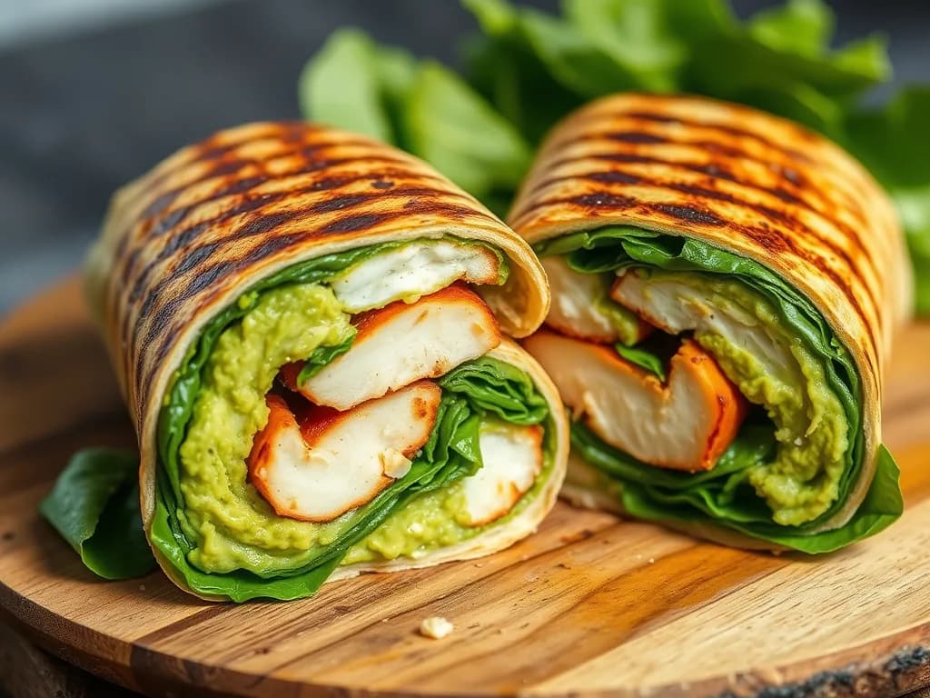 Grilled Chicken Wrap with Avocado Hummus