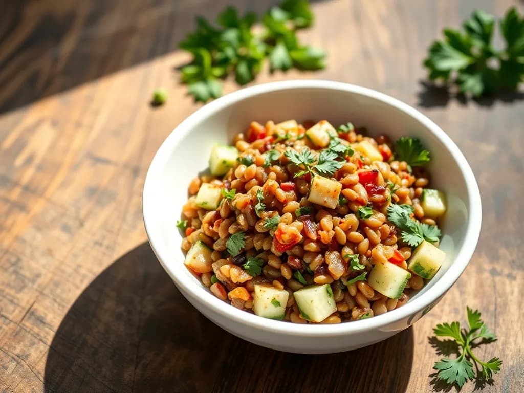 Refreshing Mediterranean Lentil Salad with Crisp Cucumber & Herbs