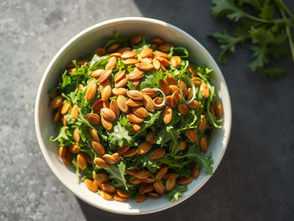 Fresh Arugula Salad with Toasted Pumpkin Seeds