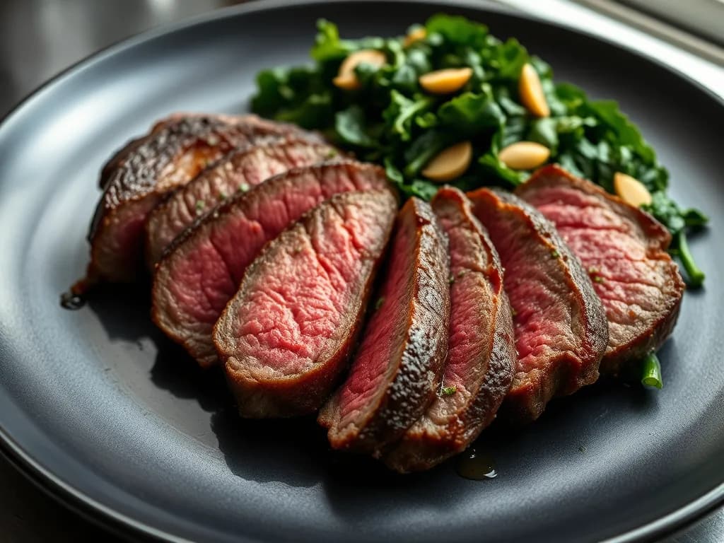 Pan-Seared Steak with Garlic Sautéed Kale