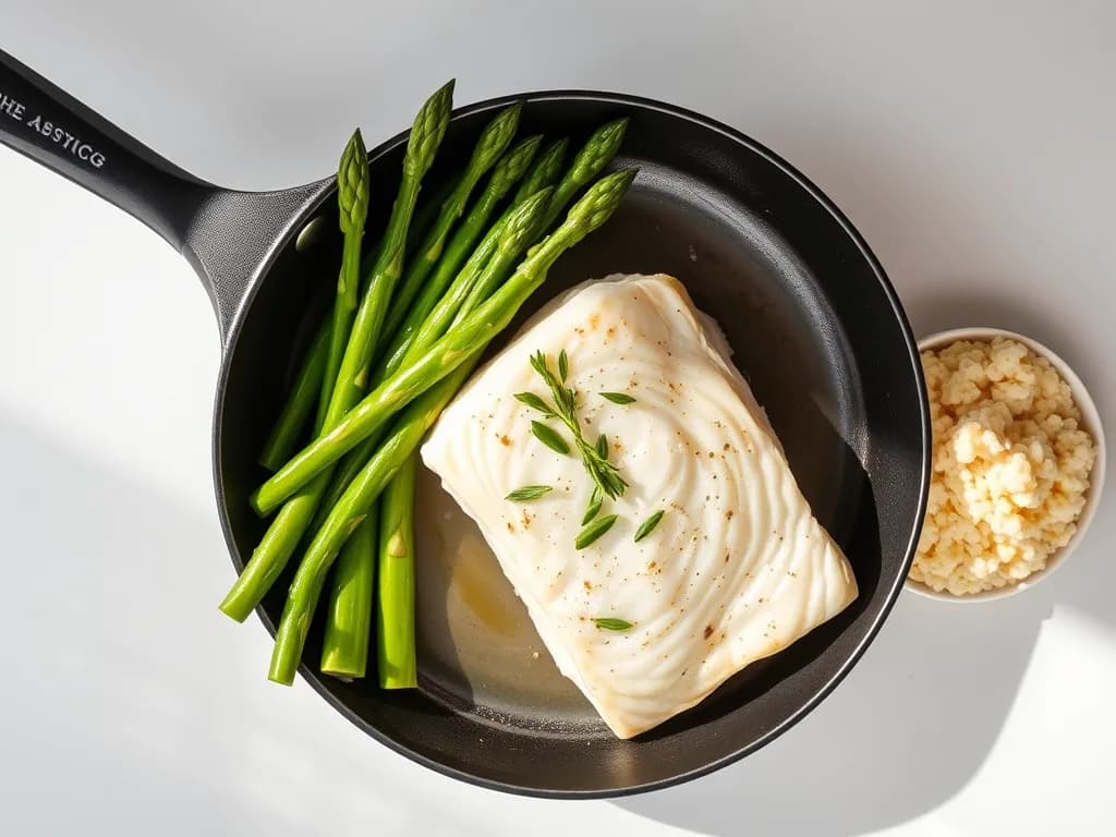Pan-Seared Cod with Lemon Asparagus and Fluffy Couscous