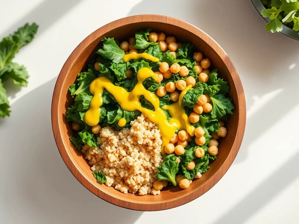 Zesty Lemon Tahini Quinoa and Kale Salad