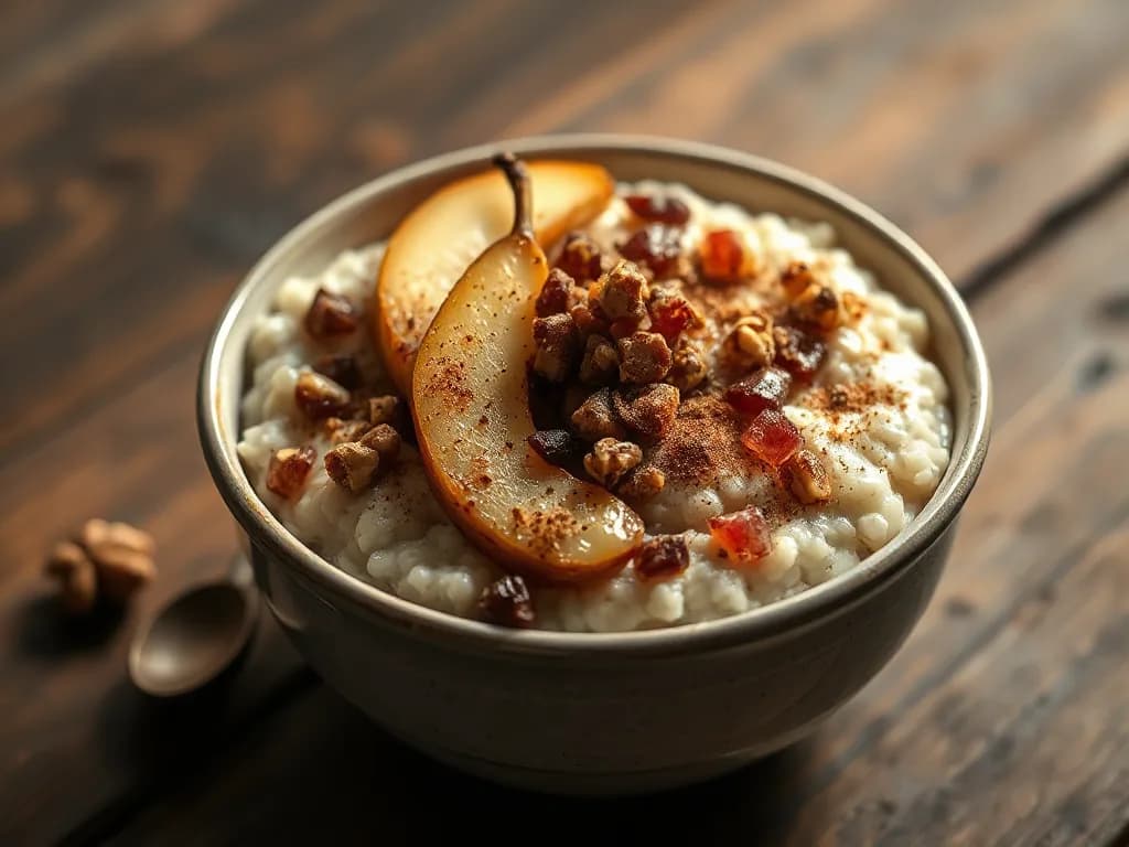 Warm Spiced Quinoa Porridge with Caramelized Pears