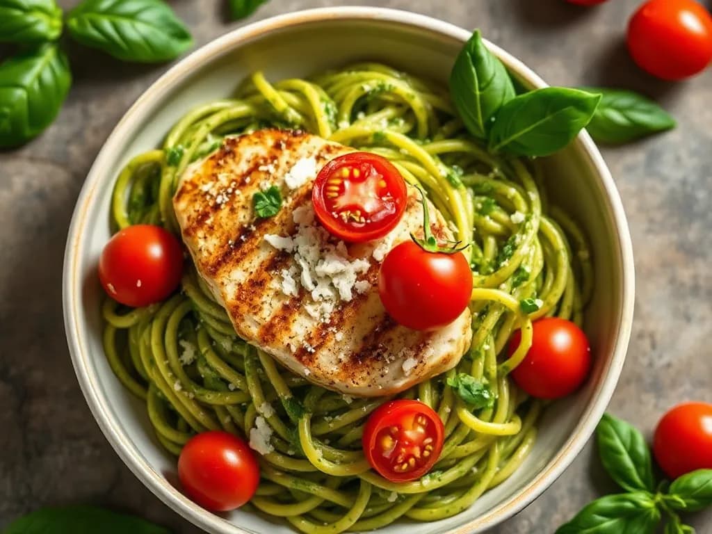Fresh Basil Chicken Pesto with Gluten-Free Pasta