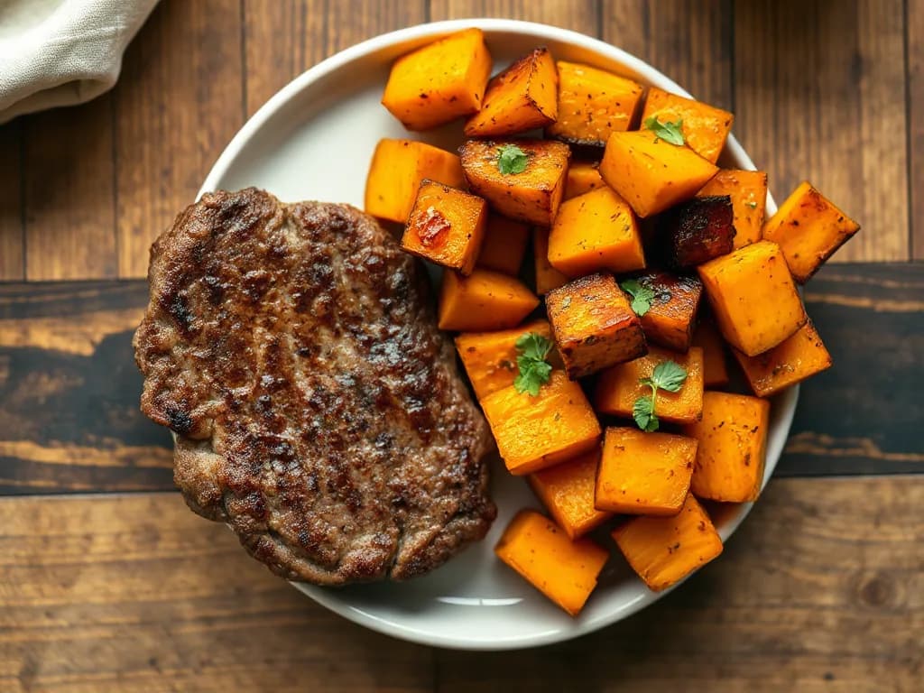 Lean Beef Patty with Roasted Butternut Squash