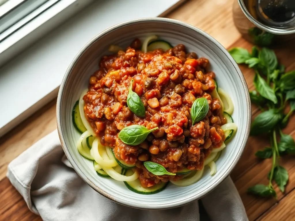 Hearty Lentil Bolognese with Zucchini Ribbons