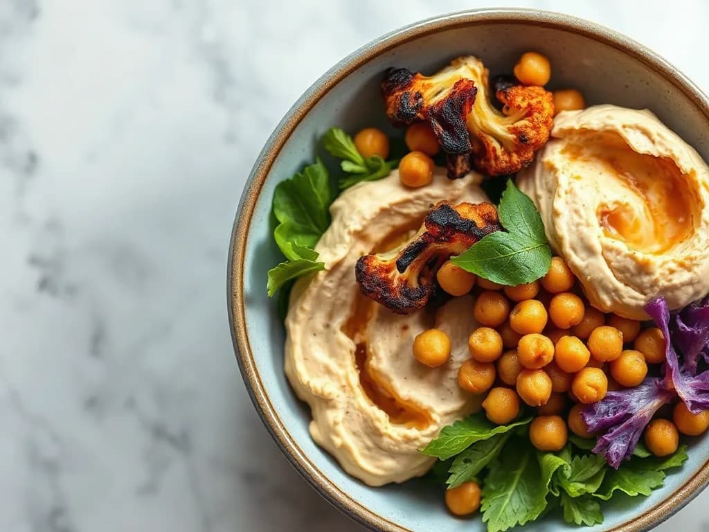 Roasted Cauliflower and Hummus Power Bowl