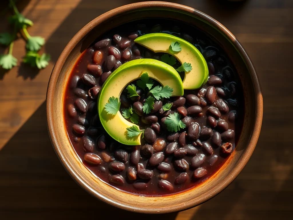 Hearty Black Bean Chili with Creamy Avocado