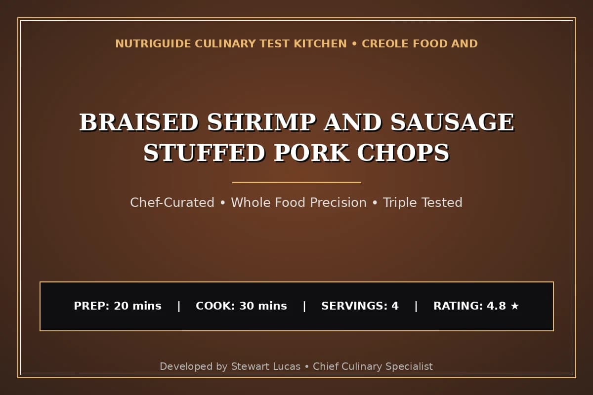 Braised Shrimp And Sausage Stuffed Pork Chops
