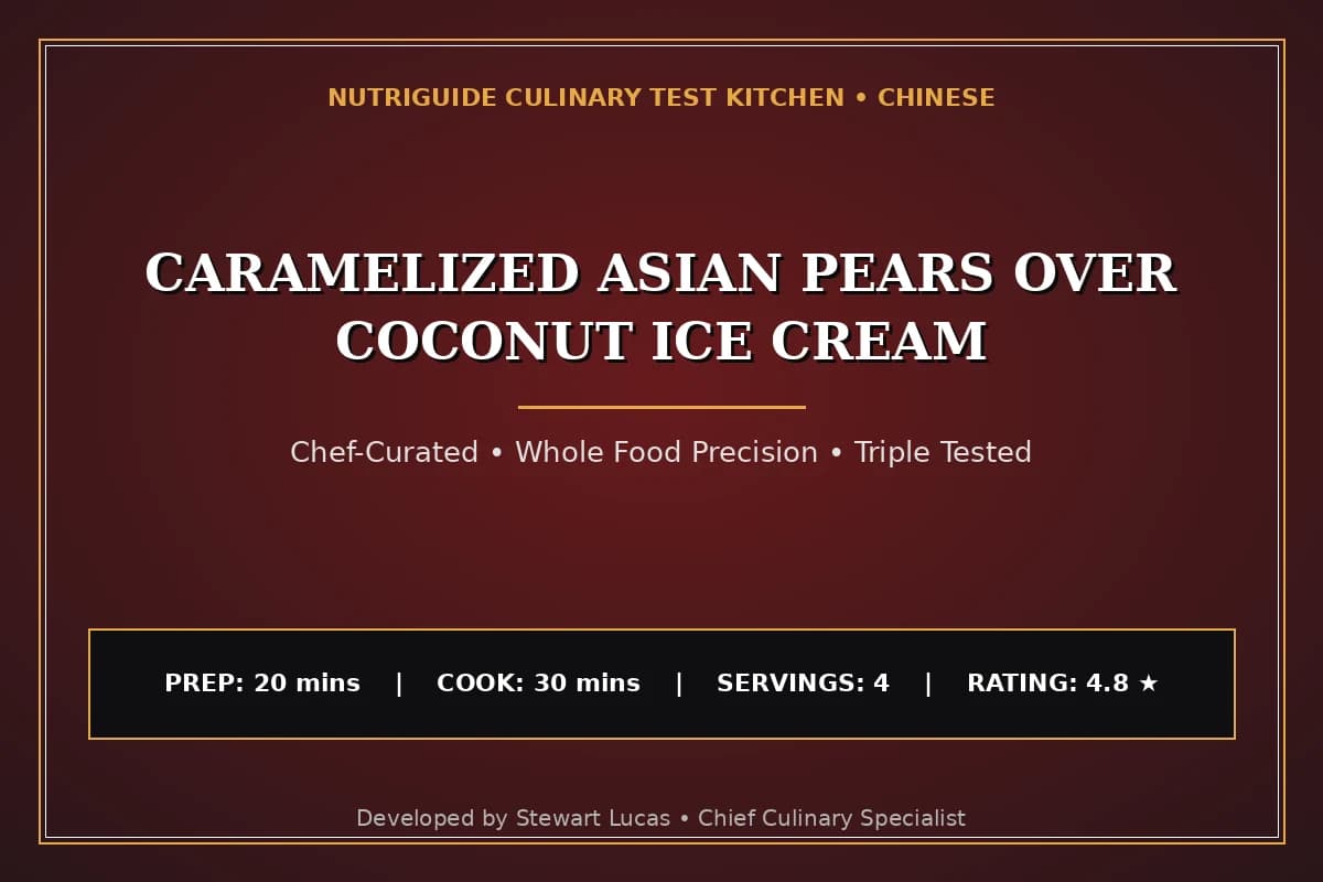 Caramelized Asian Pears Over Coconut Ice Cream