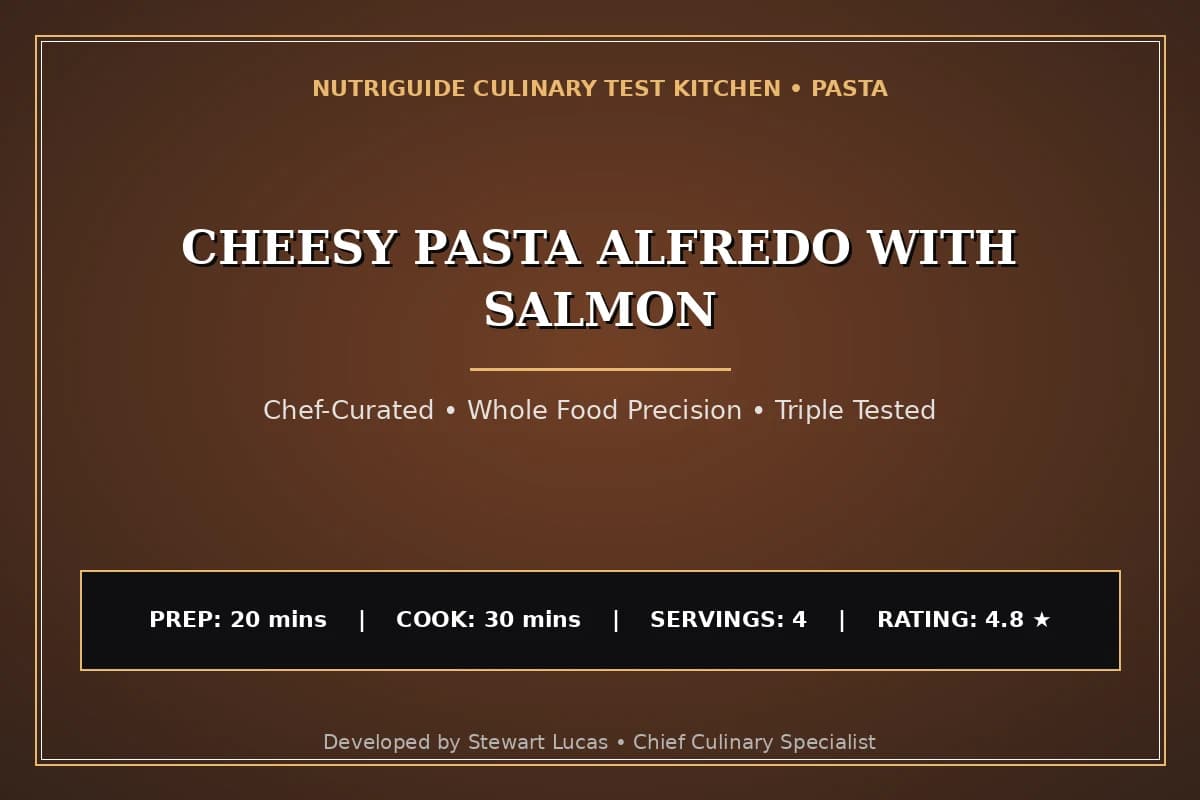 Cheesy Pasta Alfredo With Salmon