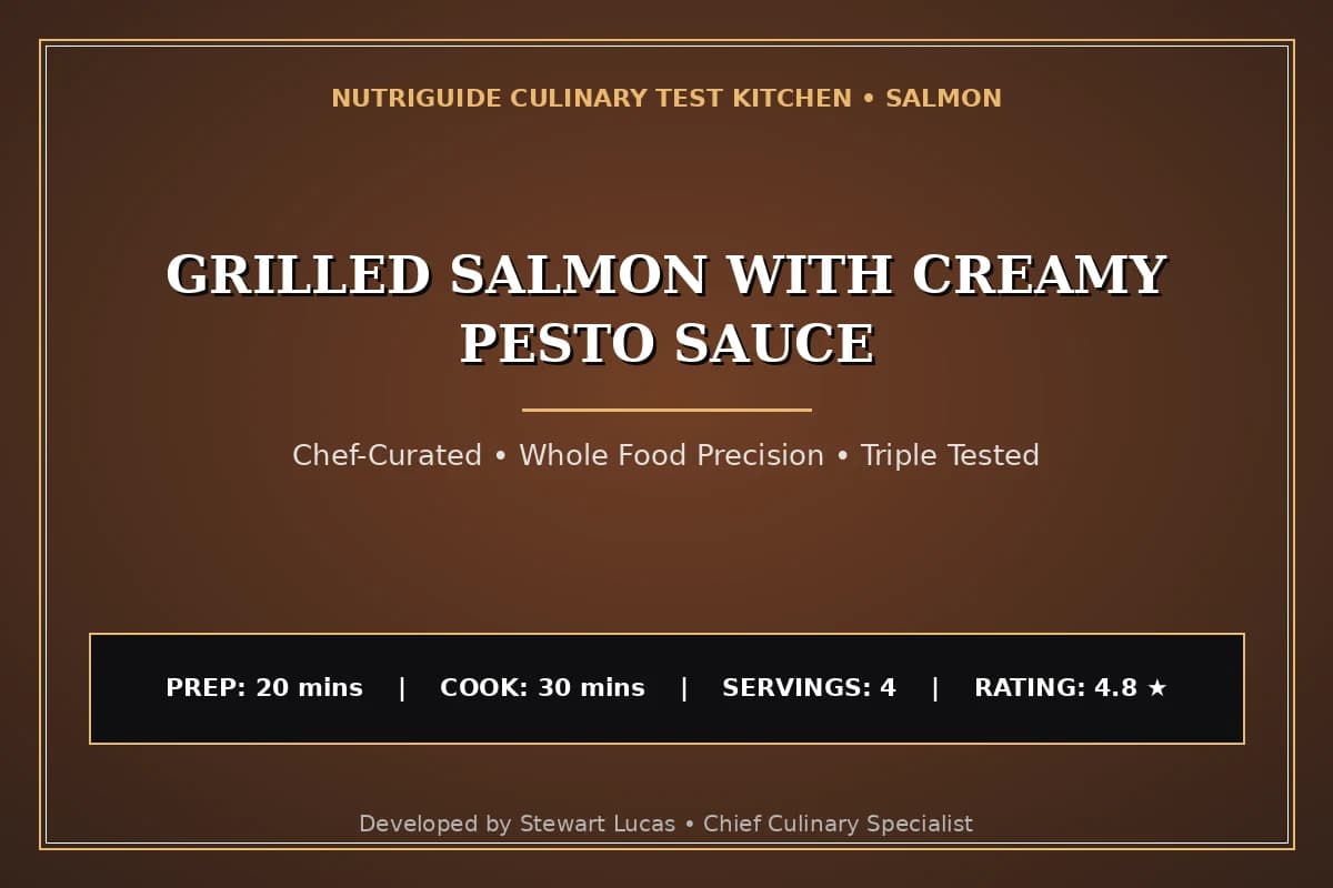 Grilled Salmon With Creamy Pesto Sauce