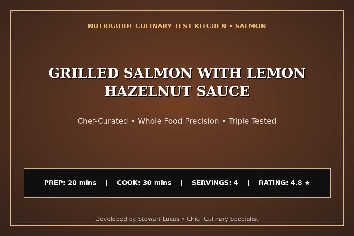 Grilled Salmon With Lemon Hazelnut Sauce
