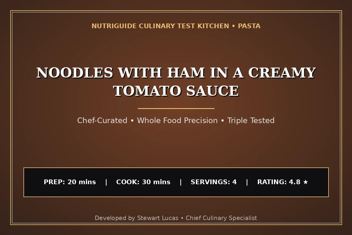 Noodles With Ham In A Creamy Tomato Sauce