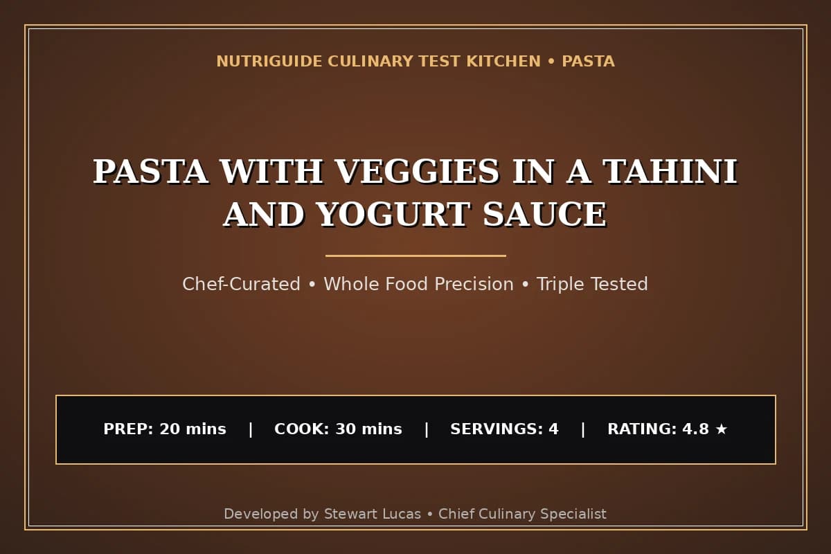 Pasta With Veggies In A Tahini And Yogurt Sauce