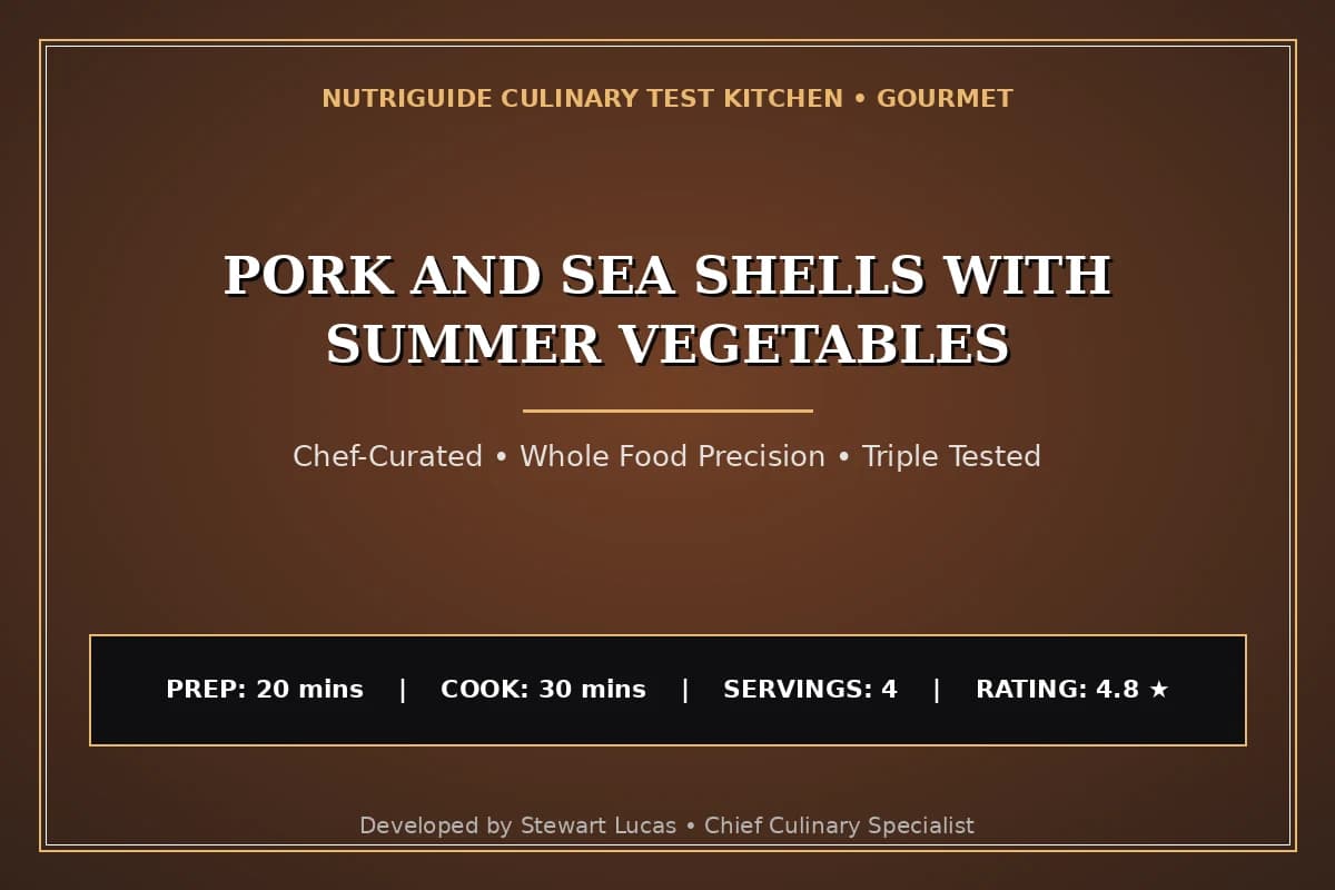 Pork And Sea Shells With Summer Vegetables