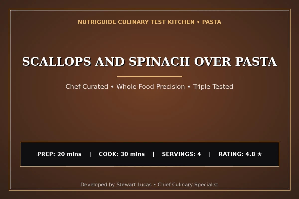 Scallops And Spinach Over Pasta