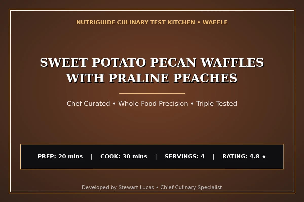Sweet Potato Pecan Waffles With Praline Peaches