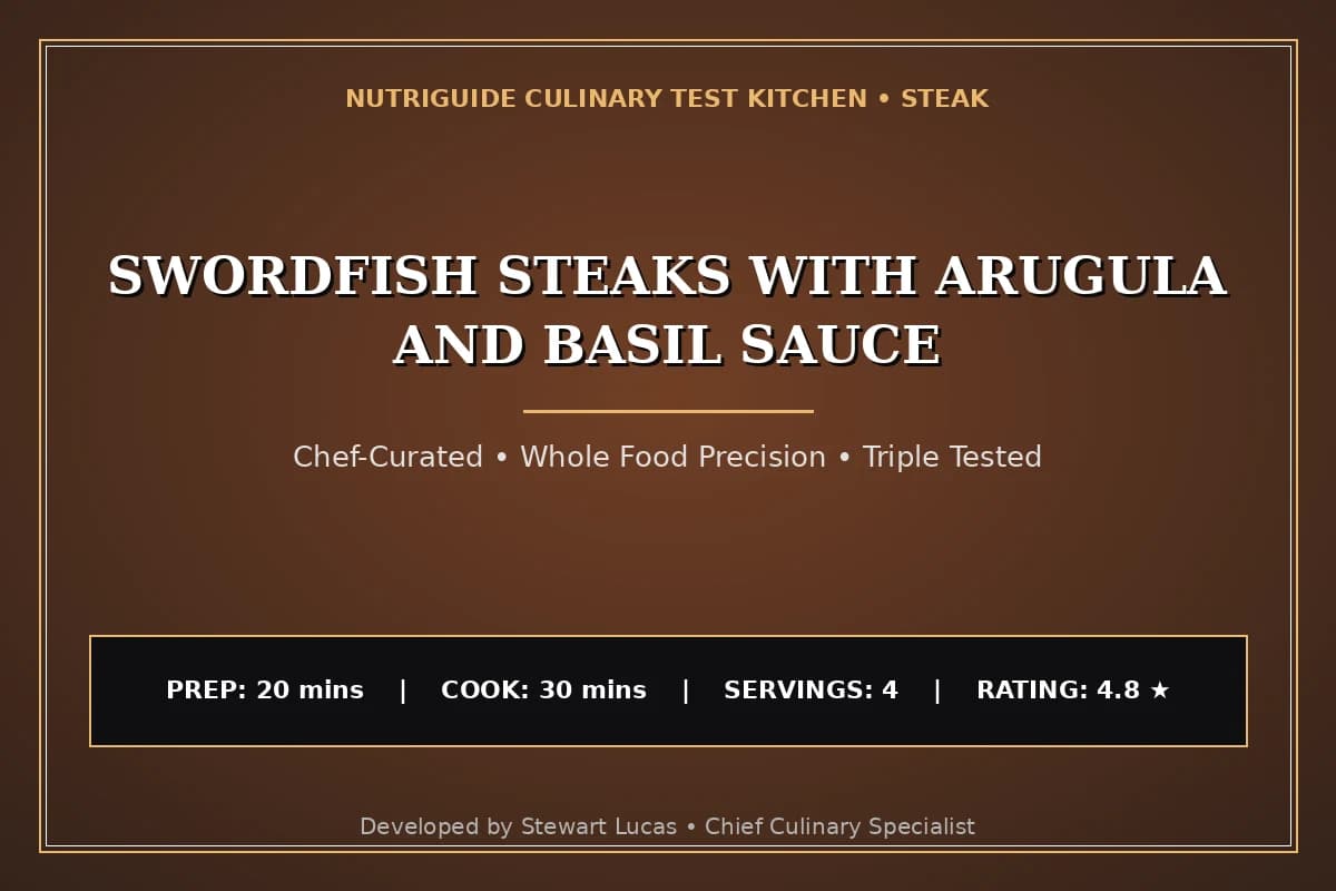 Swordfish Steaks With Arugula And Basil Sauce