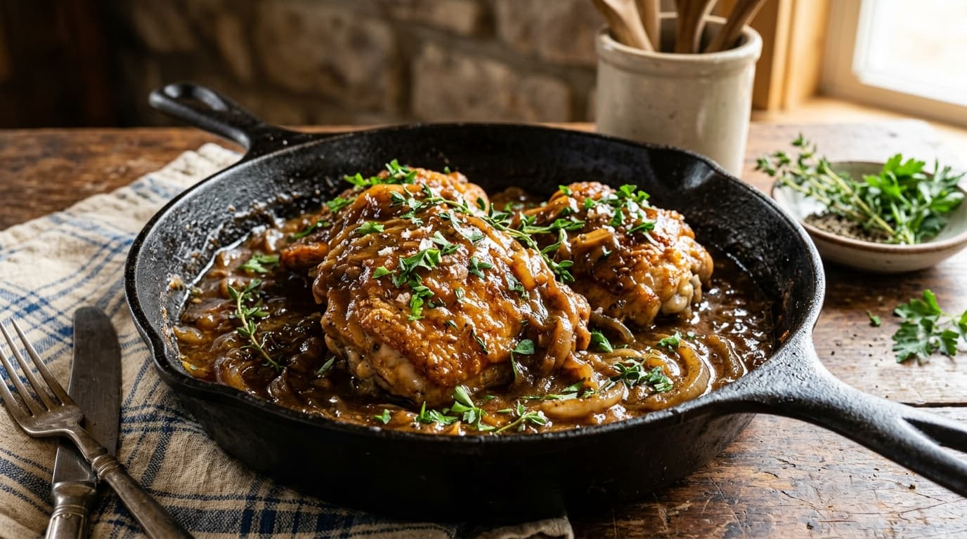 Southern Smothered Chicken with Onion Gravy