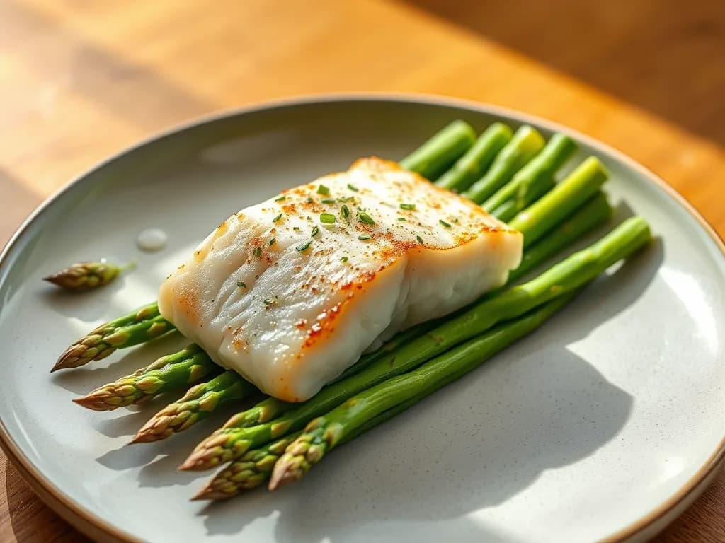 Pan-Seared Wild-Caught Cod with Vibrant Steamed Asparagus