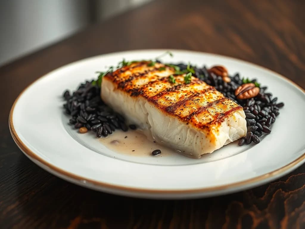 Pan-Seared Cod with Authentic Wild Rice Pilaf