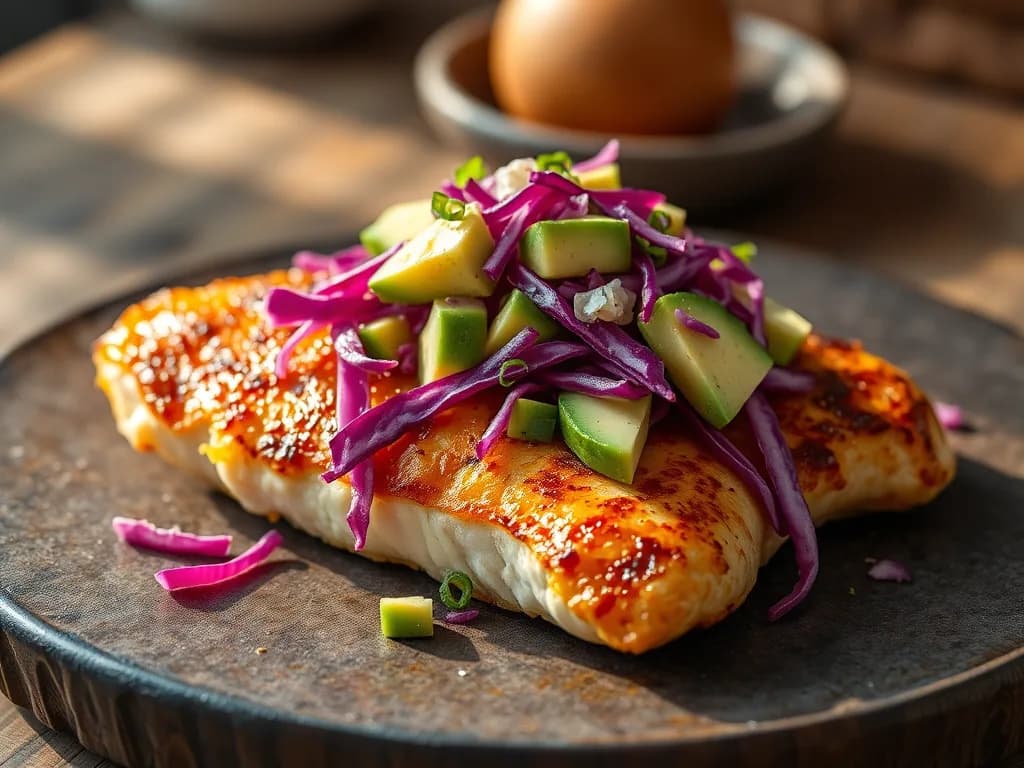 Zesty Pan-Seared Chicken with Authentic Avocado Slaw