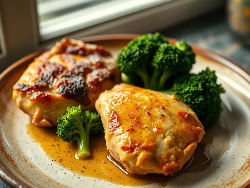 Golden Herb-Roasted Chicken & Vibrant Steamed Broccoli
