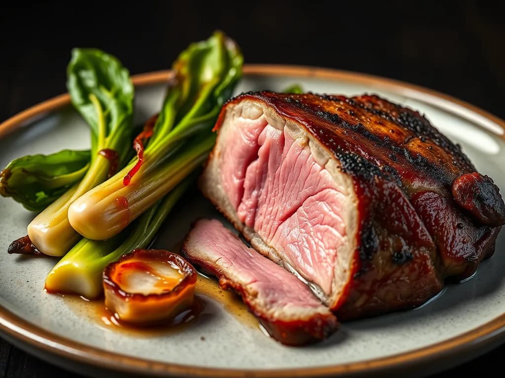 Pan-Seared Duck Breast with Ginger-Glazed Bok Choy