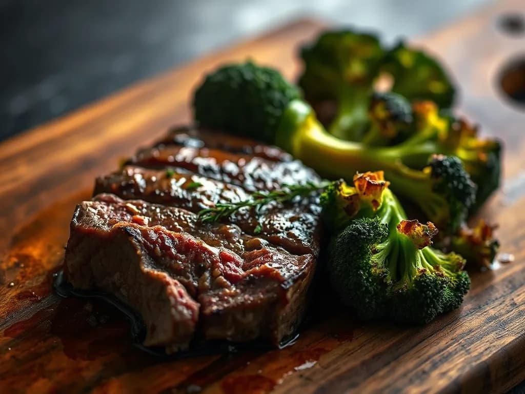 Flame-Kissed Sirloin with Charred Authentic Broccoli