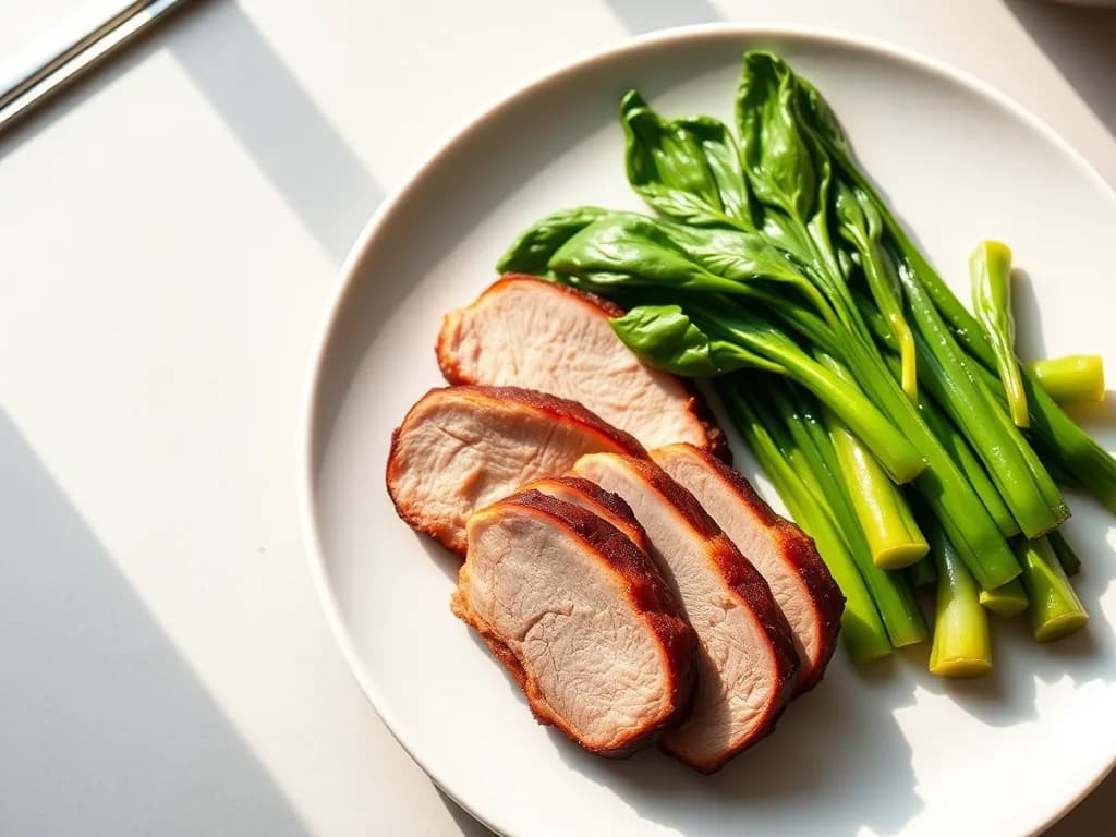 Crispy Pan-Seared Duck Breast with Ginger-Garlic Bok Choy