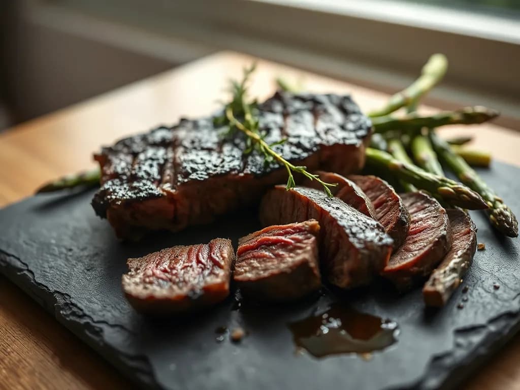 Grilled Grass-Fed Steak with Charred Asparagus