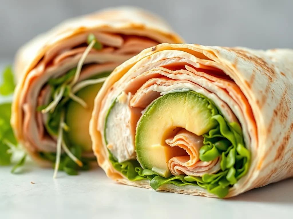 Fresh Turkey Breast & Avocado Wrap with Crunchy Sprouts