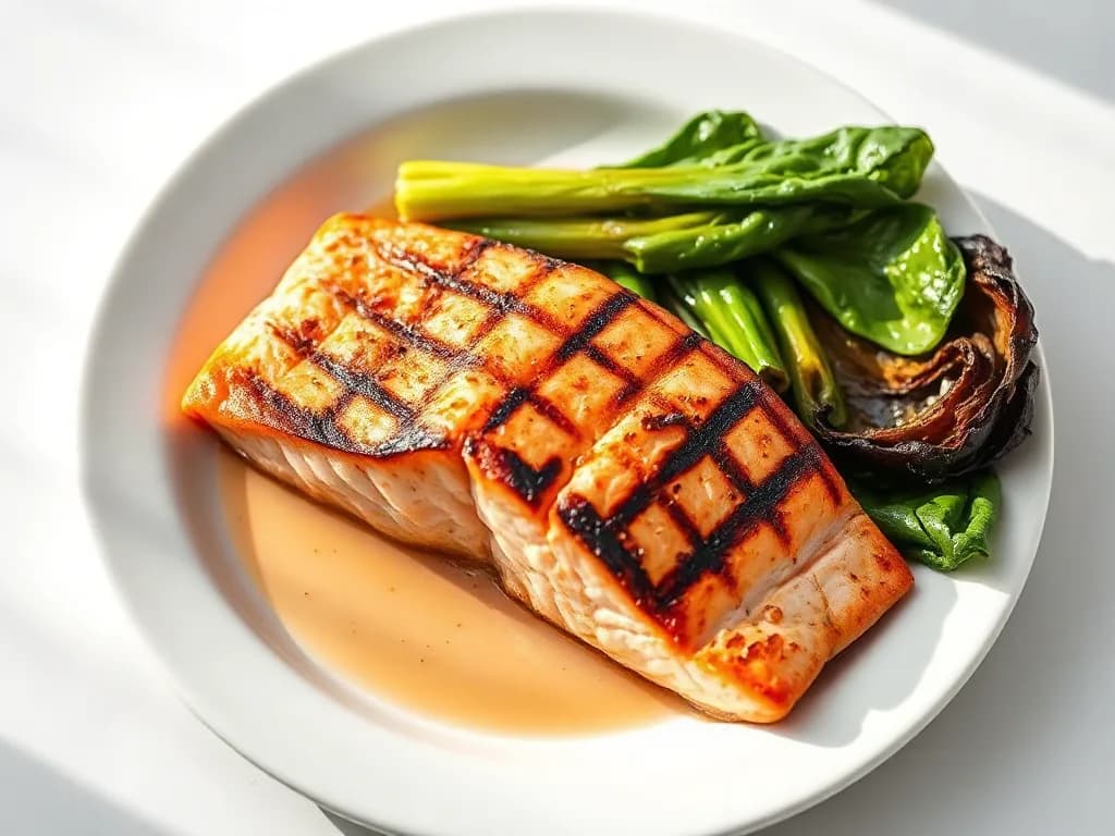Grilled Wild Salmon with Charred Bok Choy