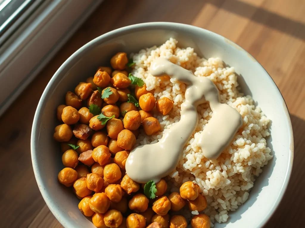 Roasted Chickpea & Quinoa Bowl with Creamy Tahini Drizzle