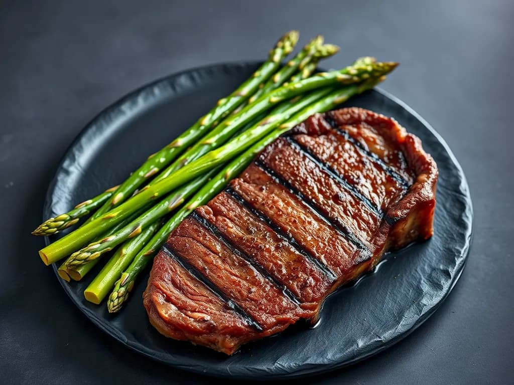Perfectly Grilled Steak with Charred Asparagus