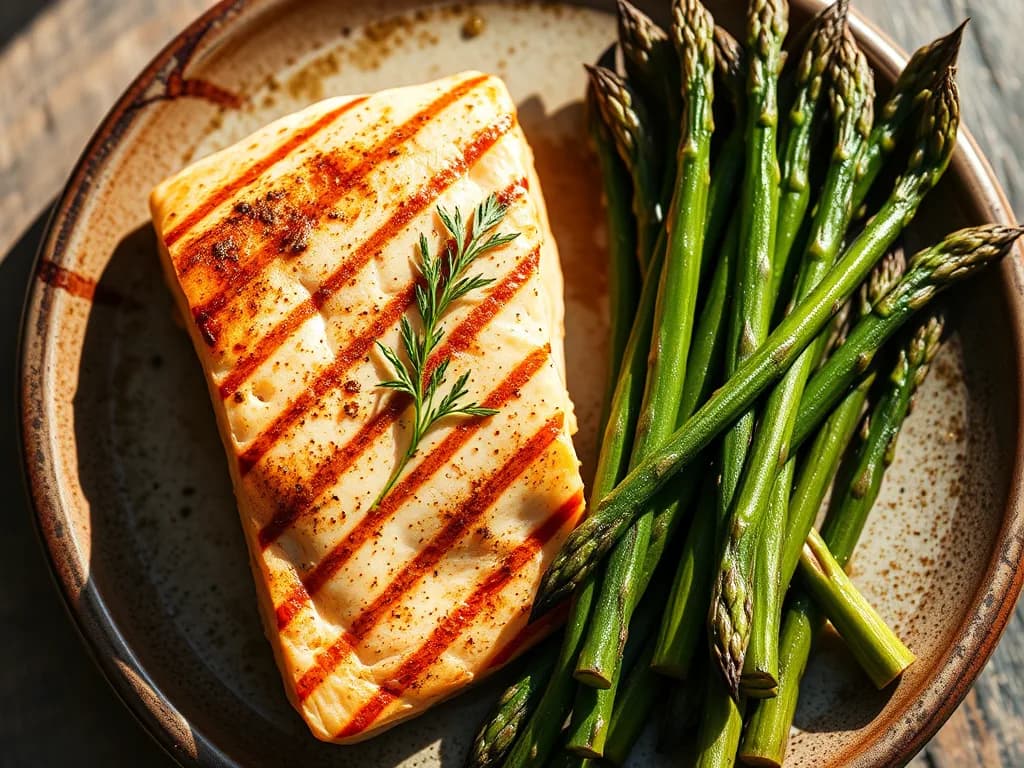 Grilled Wild-Caught Salmon with Lemon-Garlic Asparagus