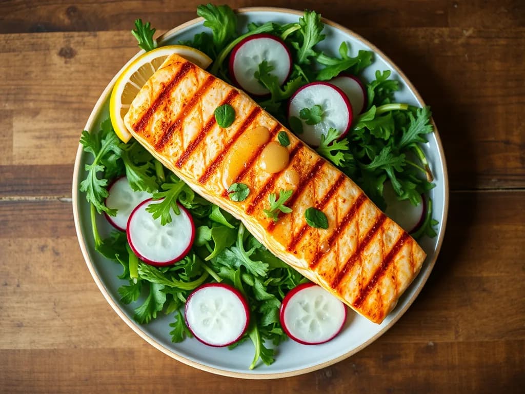 Fresh Grilled Salmon Salad with Lemon-Herb Vinaigrette