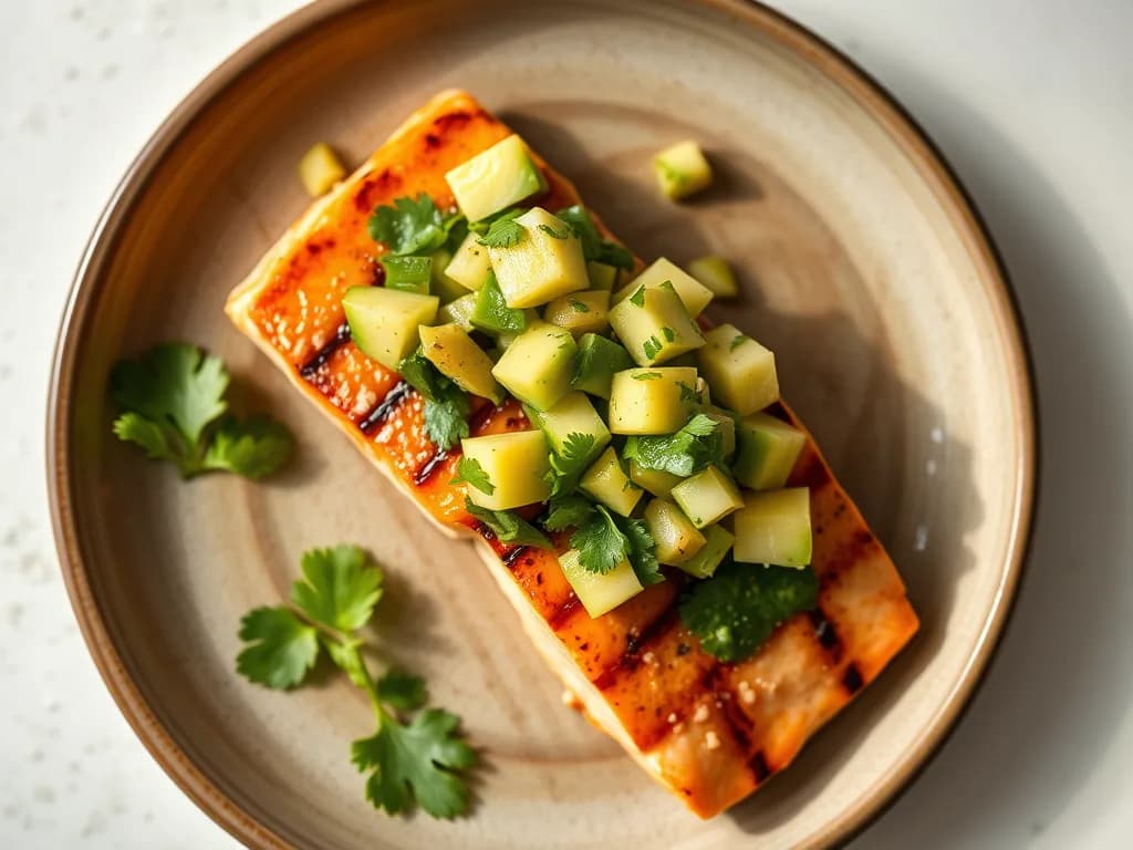 Grilled Salmon with Creamy Avocado Salsa