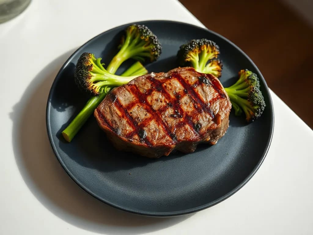 Pan-Seared Steak with Garlic-Lemon Broccolini
