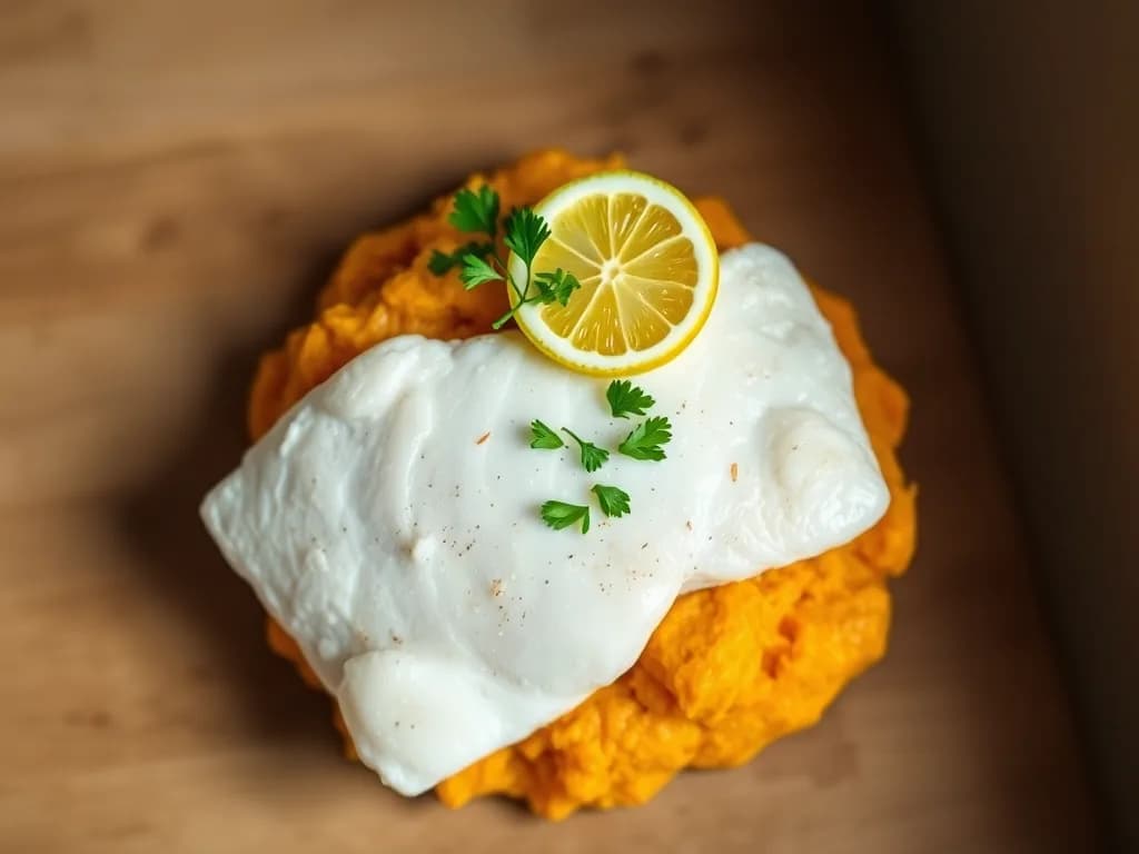 Baked Cod with Sweet Potato Mash