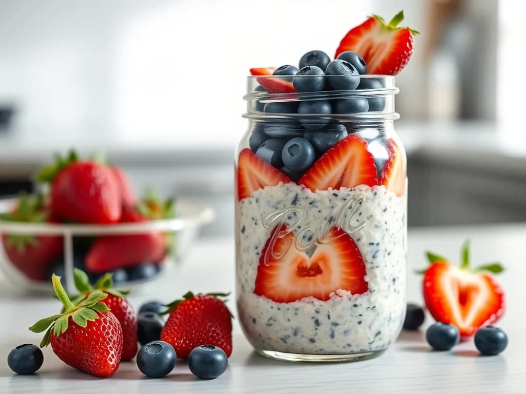 Creamy Overnight Oats with Chia and Fresh Berries
