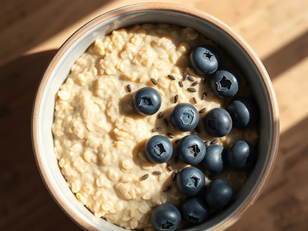 Hearty Steel-Cut Oats with Fresh Blueberries and Chia