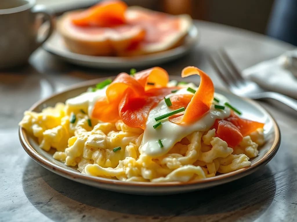 Silken Scrambled Eggs with Smoked Salmon