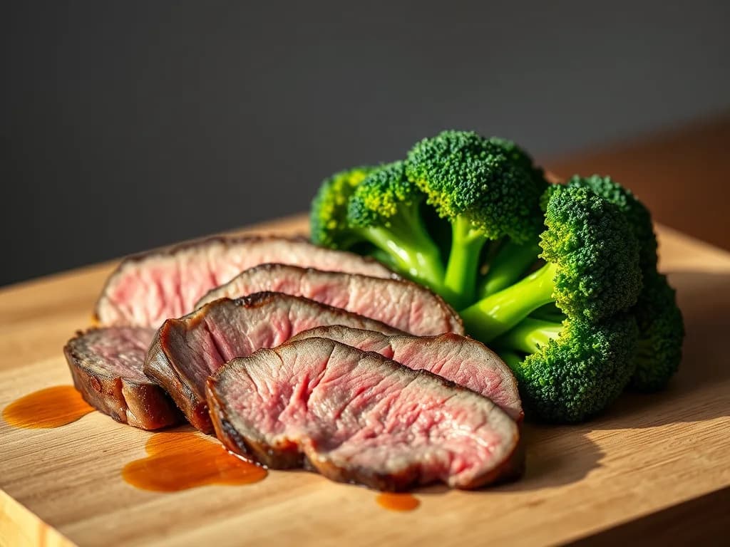 Lean Sirloin Steak with Steamed Broccoli